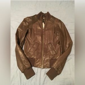 Mackage X Aritzia Leather Coat In Brown